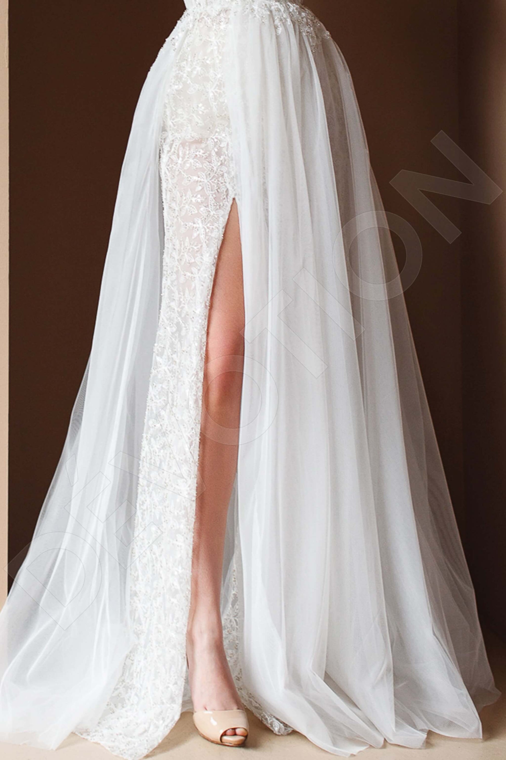 Pia A-line Asymmetric/One shoulder Milk Wedding dress