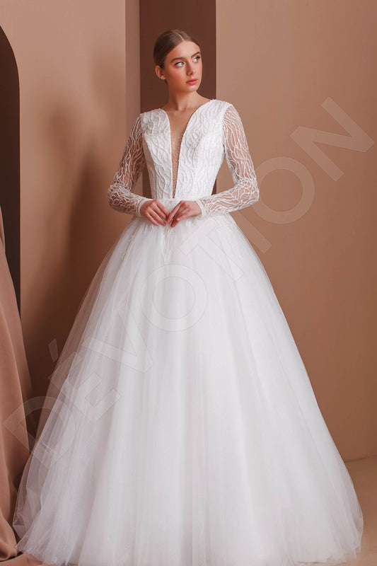 Wendie Princess/Ball Gown Illusion Milk Wedding dress