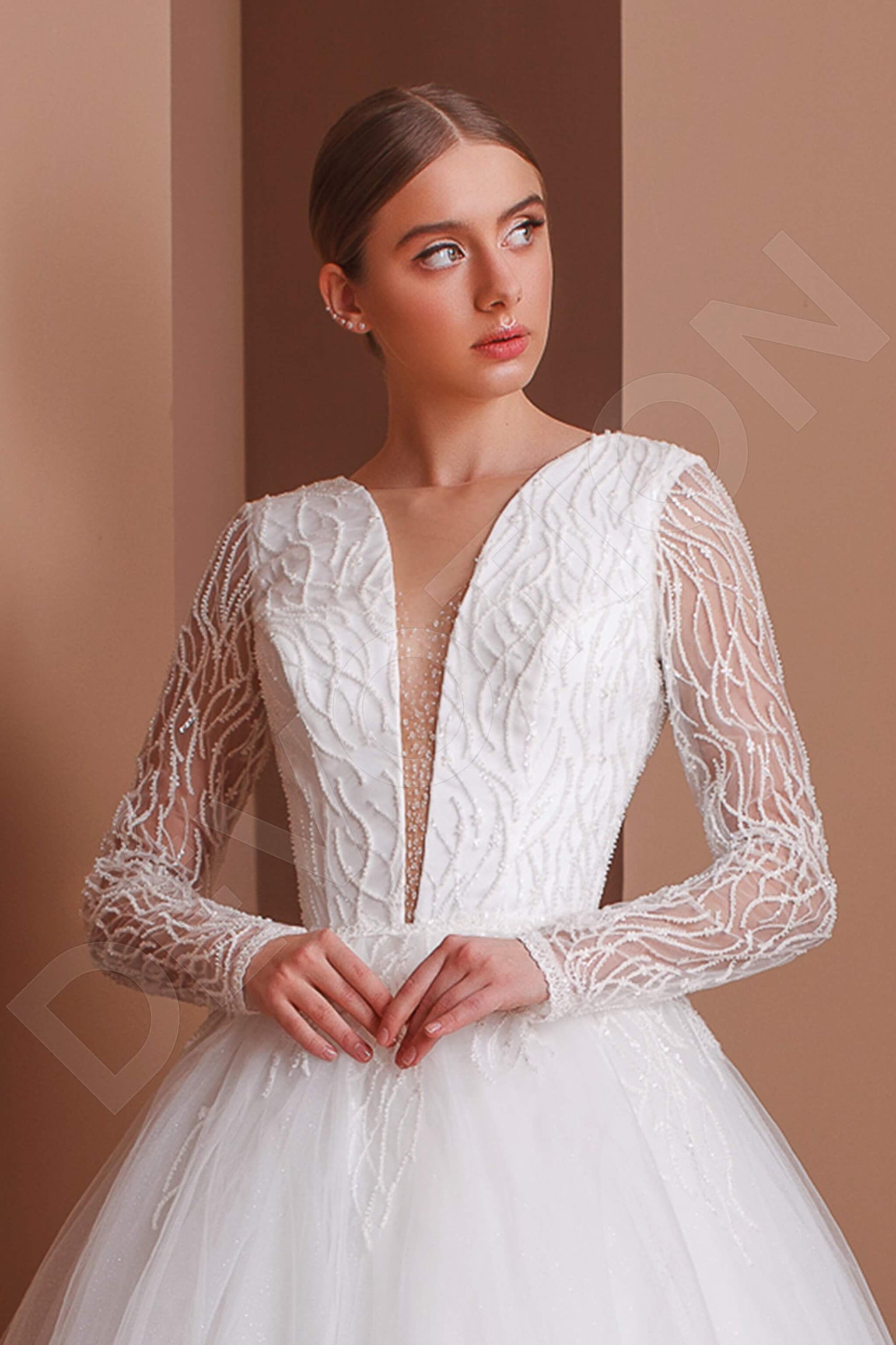 Wendie Princess/Ball Gown Illusion Milk Wedding dress