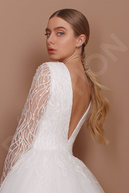 Wendie Open back Princess/Ball Gown Long sleeve Wedding Dress 5