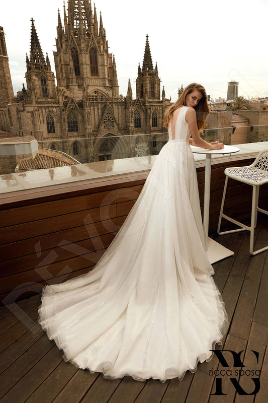 Diya A-line Jewel Ivory Wedding dress