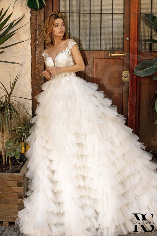 Kara Princess/Ball Gown Illusion Ivory Wedding dress