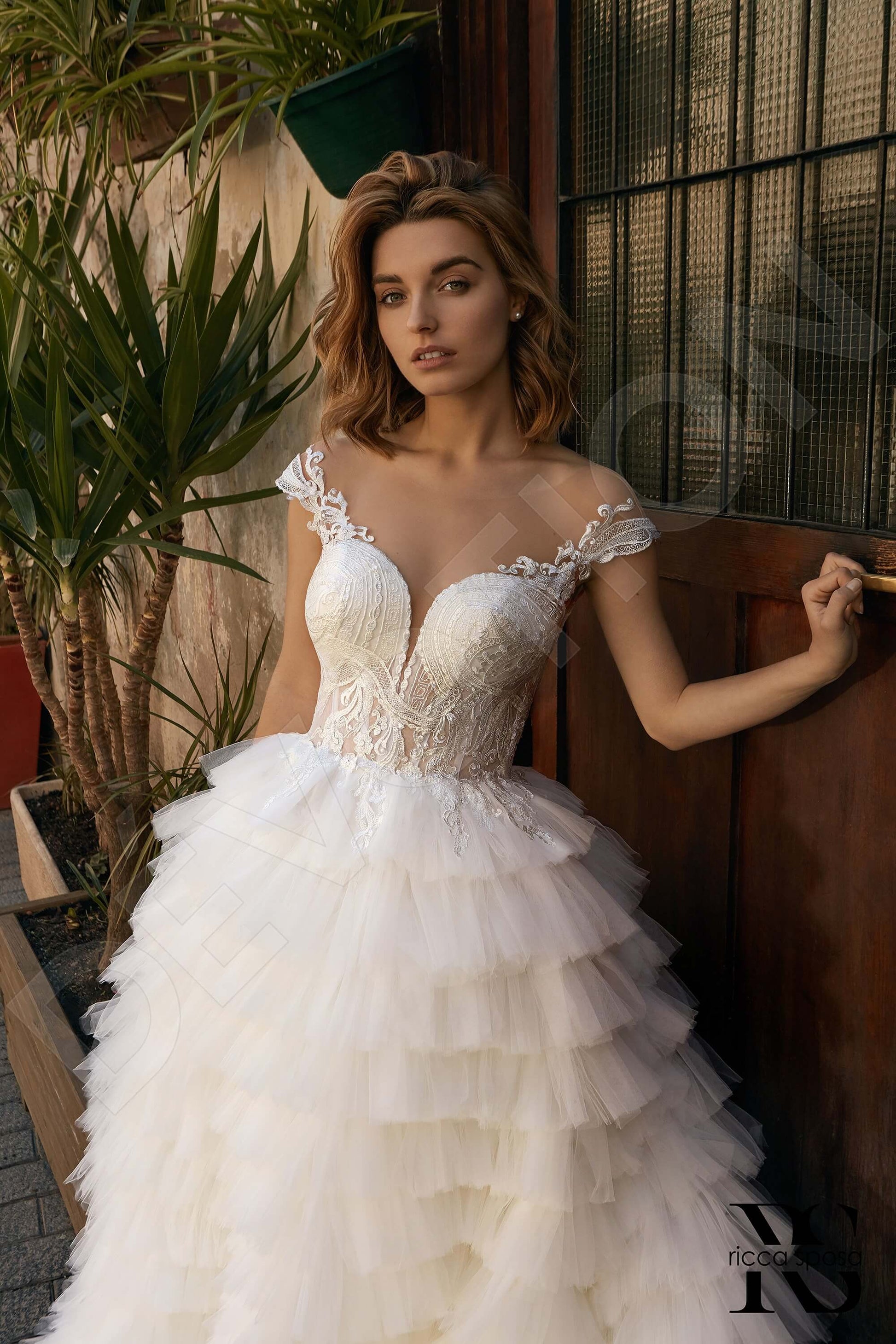 Kara Princess/Ball Gown Illusion Ivory Wedding dress