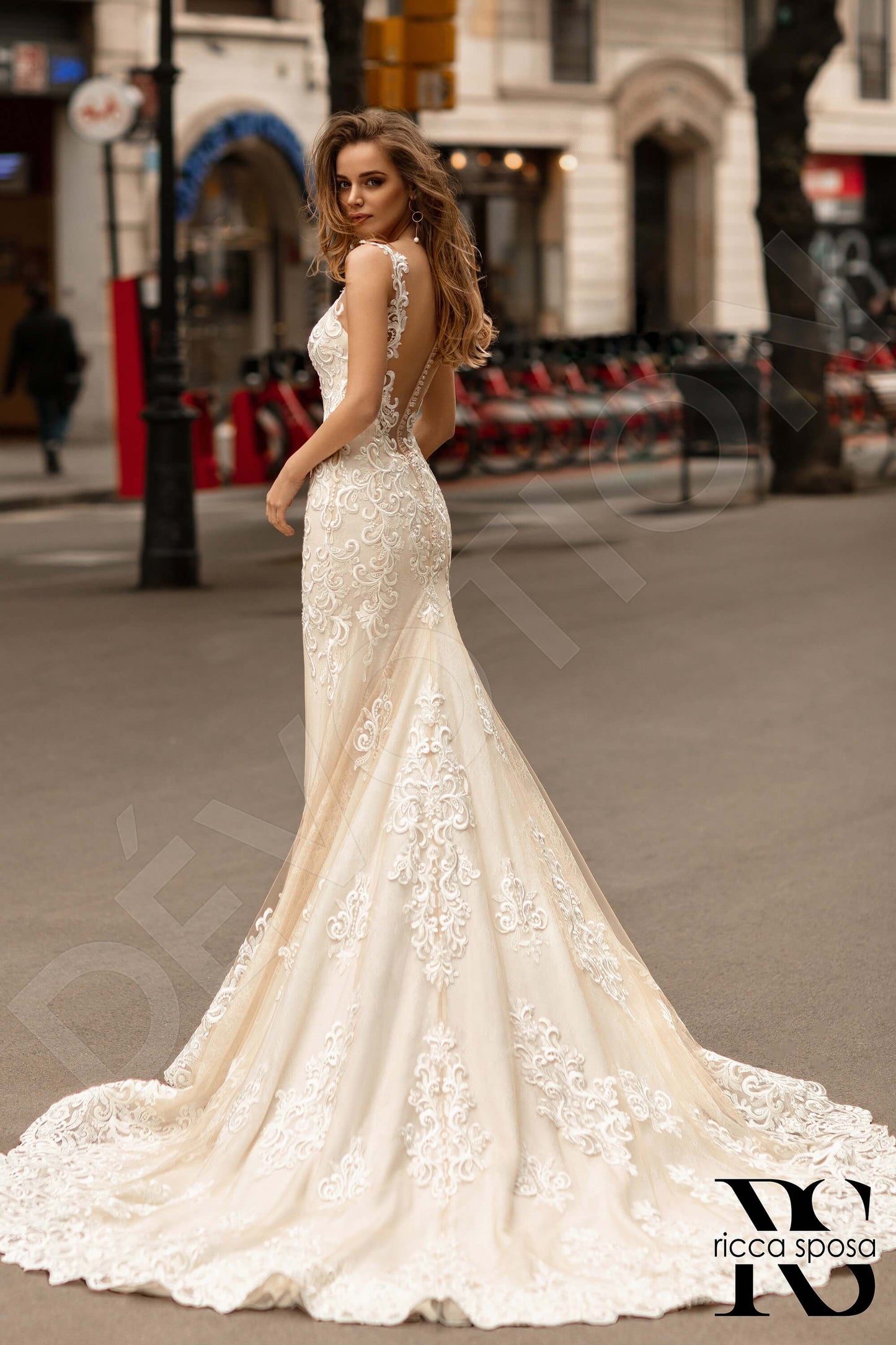 Lyle Illusion back Trumpet/Mermaid Sleeveless Wedding Dress Back