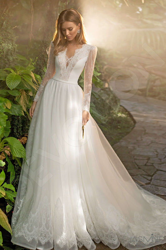 Ara A-line V-neck Ivory Wedding dress