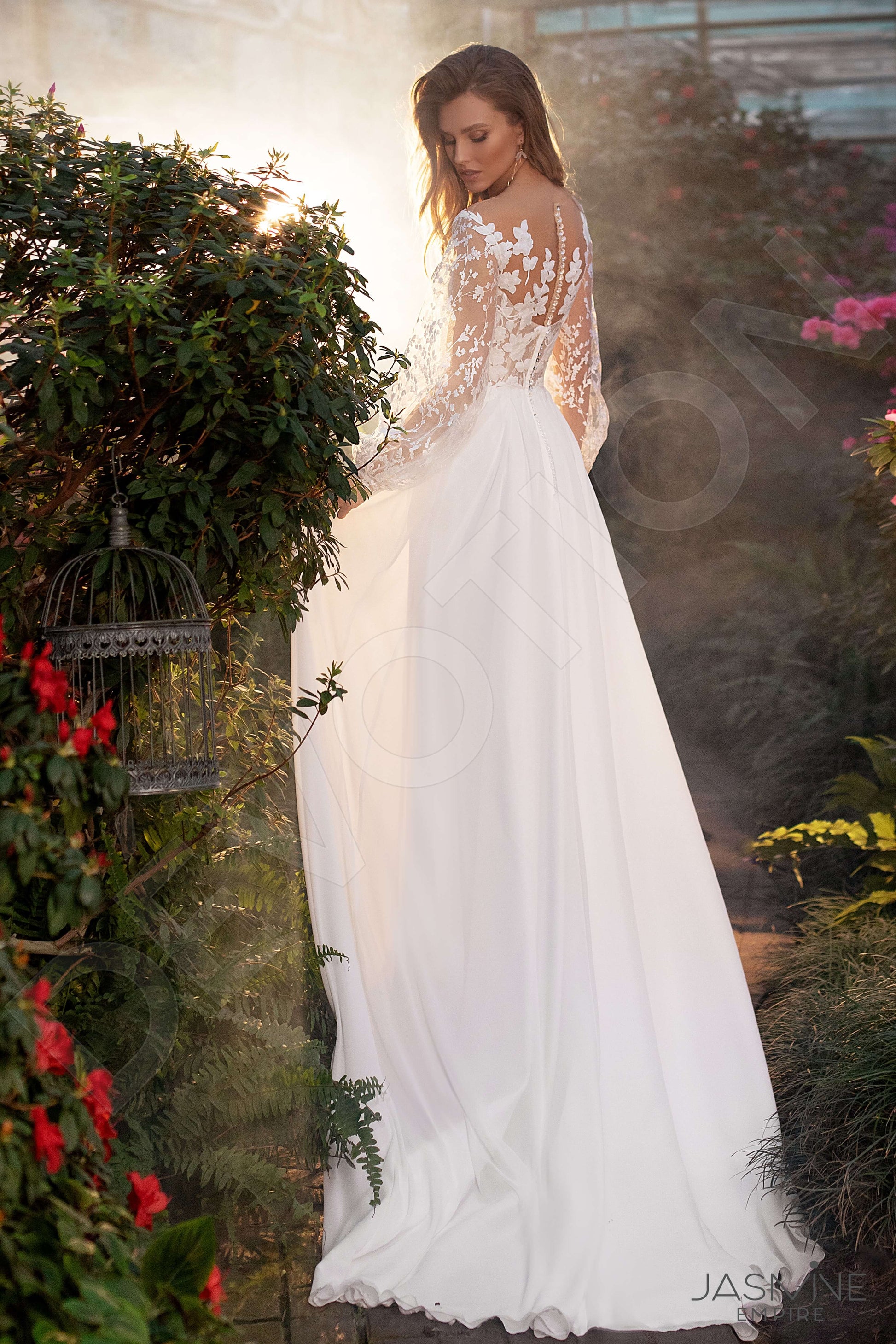 Elara A-line Illusion Ivory Wedding dress