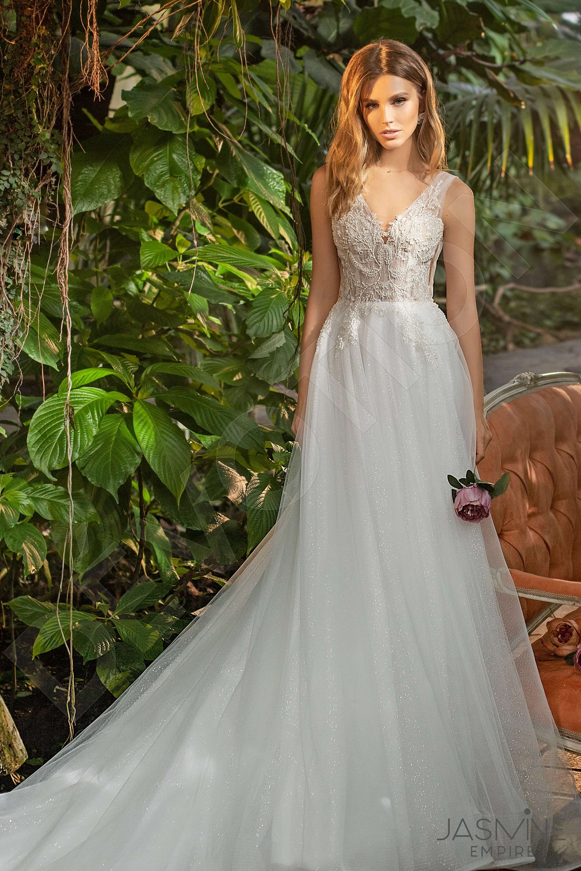 Rozalina A-line V-neck Ivory Wedding dress