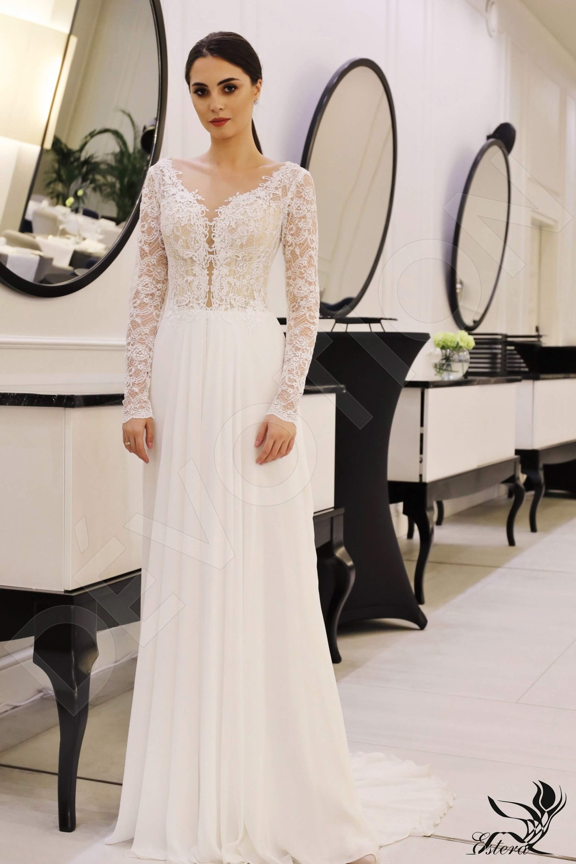 Asma A-line Scoop Ivory Wedding dress