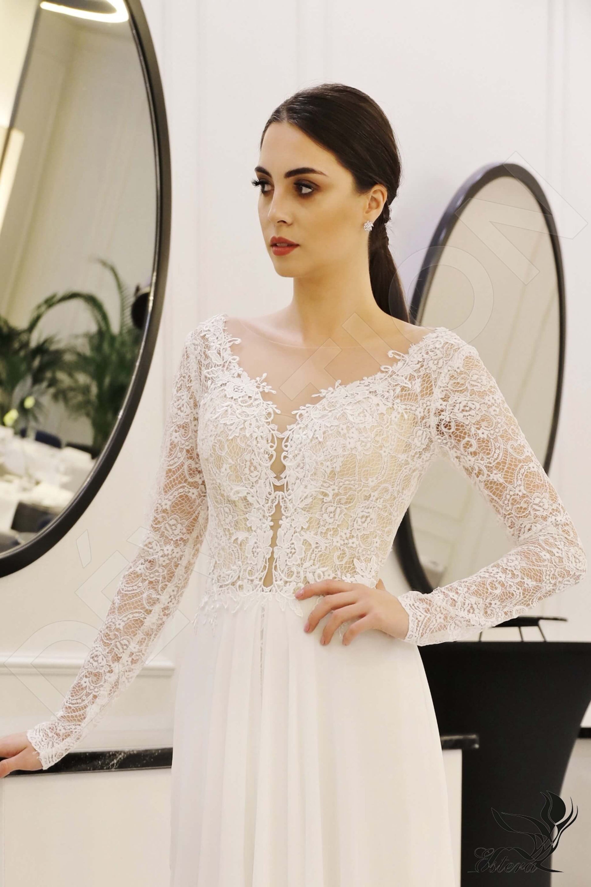 Asma A-line Scoop Ivory Wedding dress