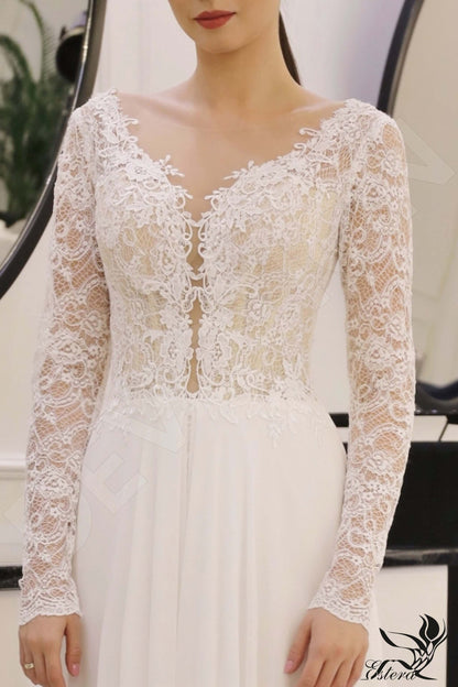 Asma Open back A-line Long sleeve Wedding Dress 4