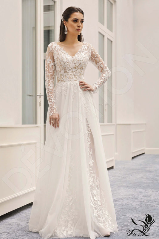 Dzalla A-line V-neck Ivory Wedding dress