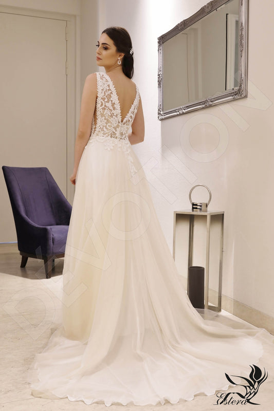 Lamis A-line V-neck Ivory Champagne Wedding dress