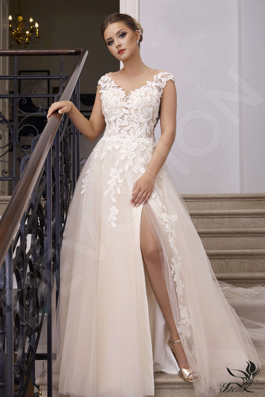 Lilla A-line V-neck Ivory Lightpink Wedding dress