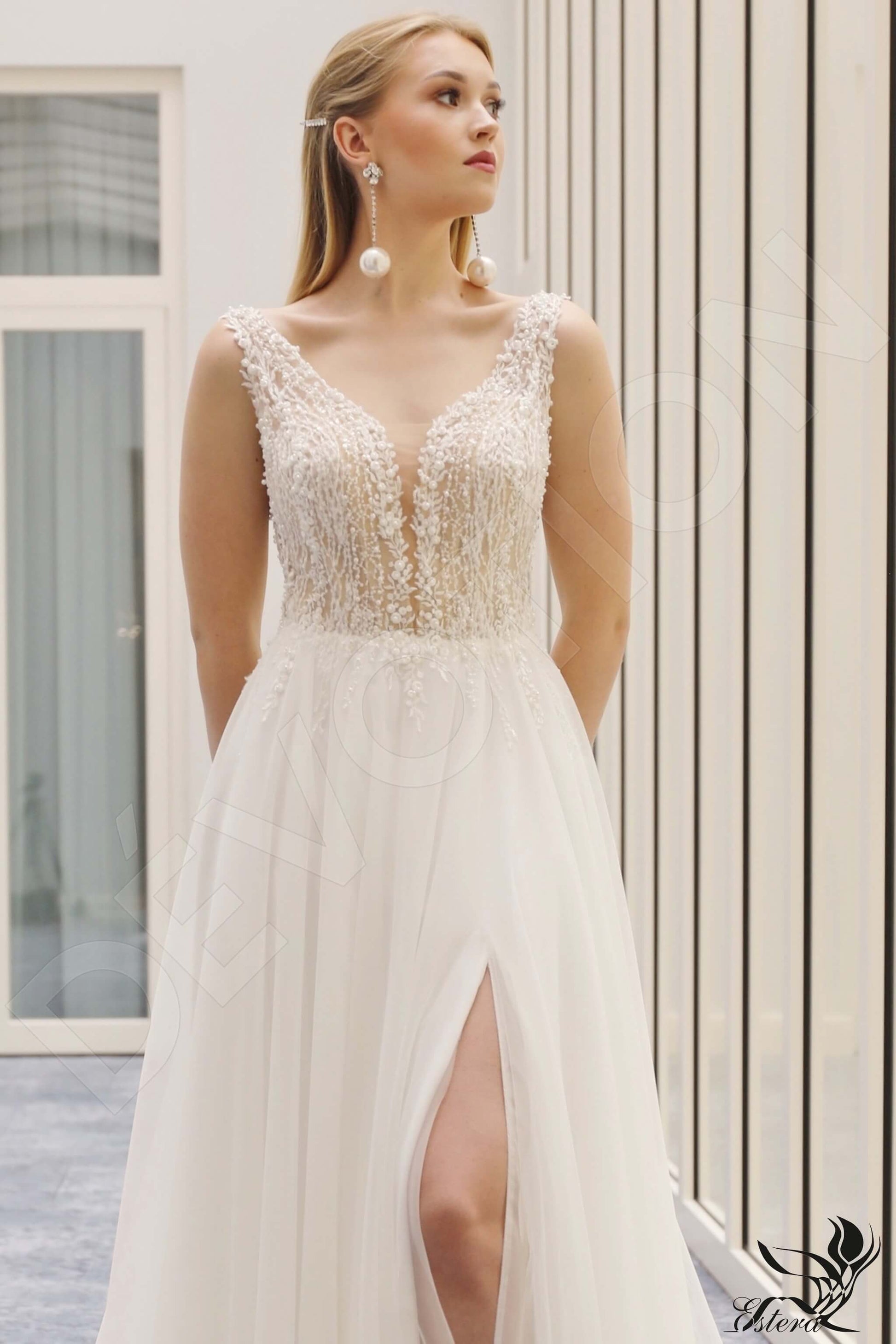 Marcela A-line V-neck Ivory Wedding dress