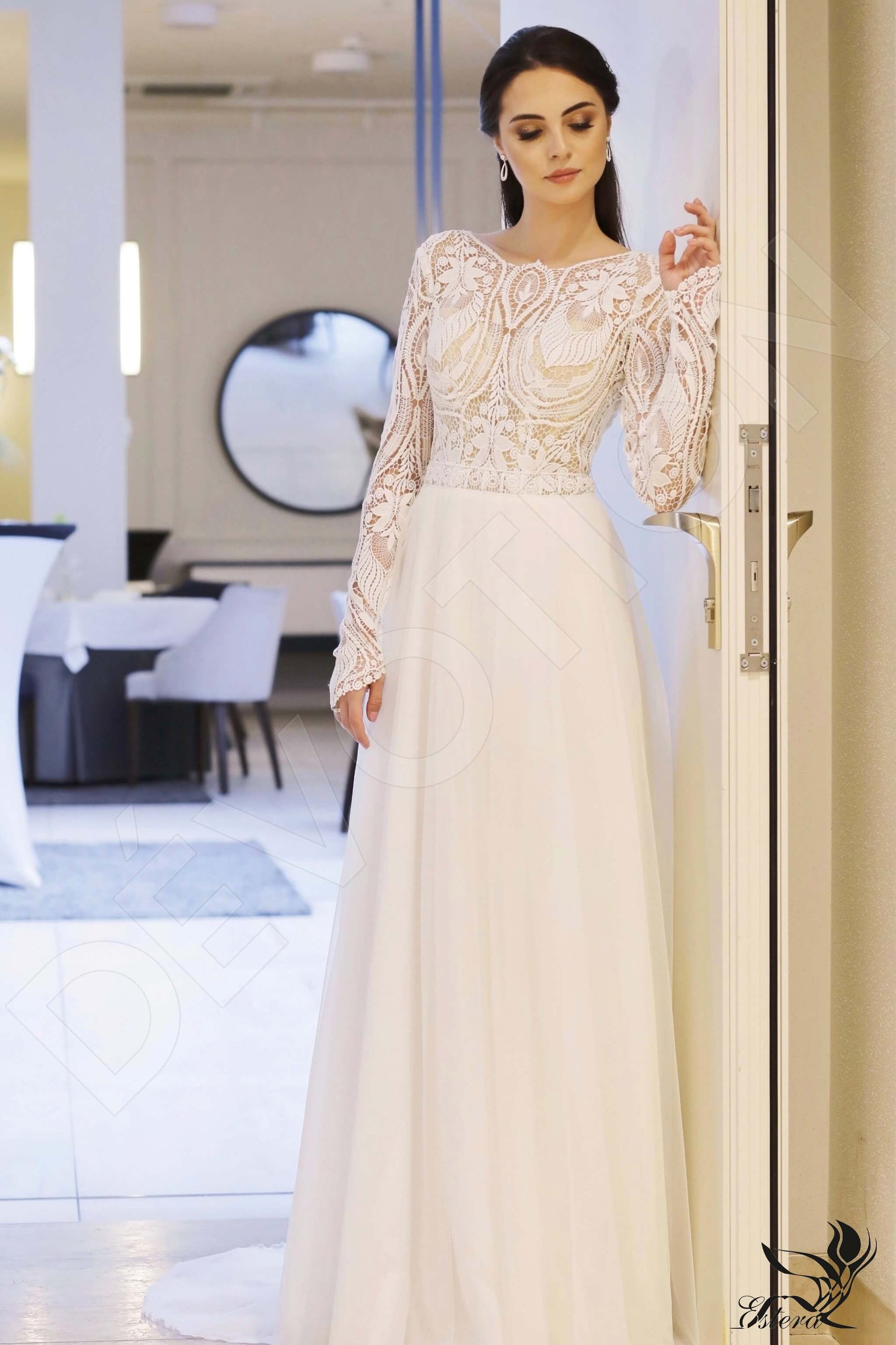 Samar A-line Jewel Ivory Wedding dress