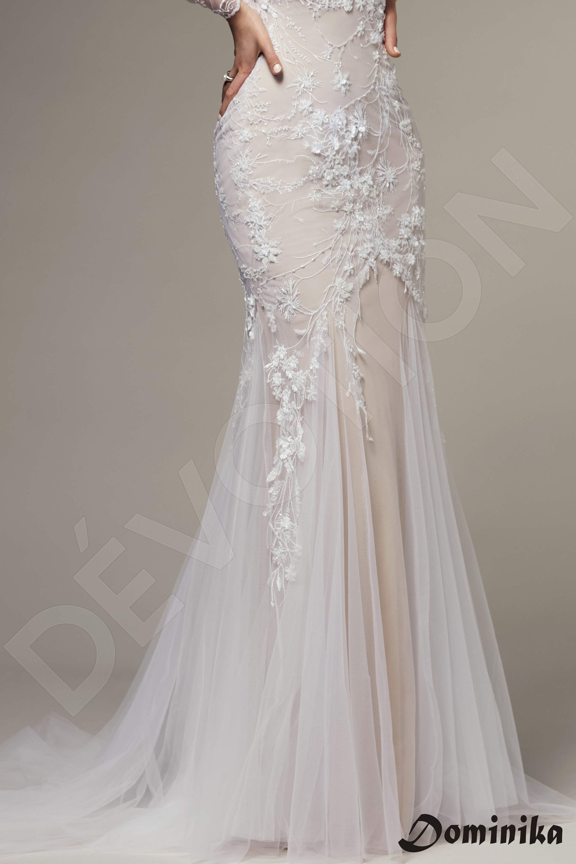 Briony Trumpet/Mermaid V-neck Cappuccino White Wedding dress