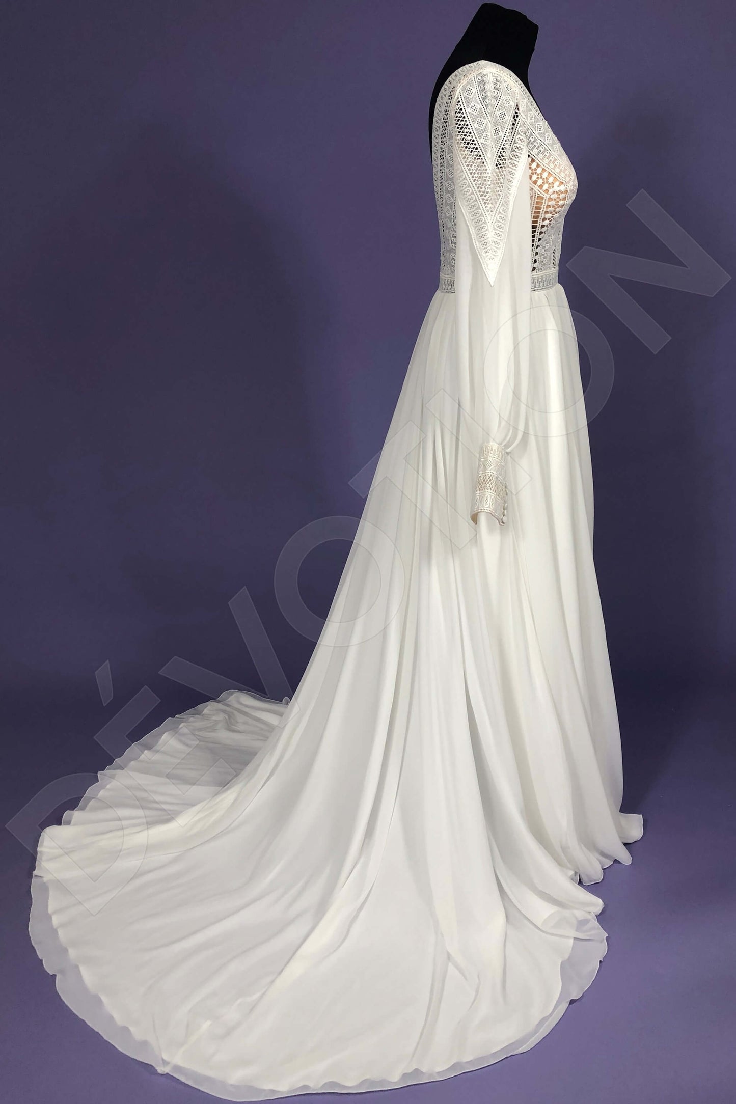 Shelly Open back A-line Long sleeve Wedding Dress 11