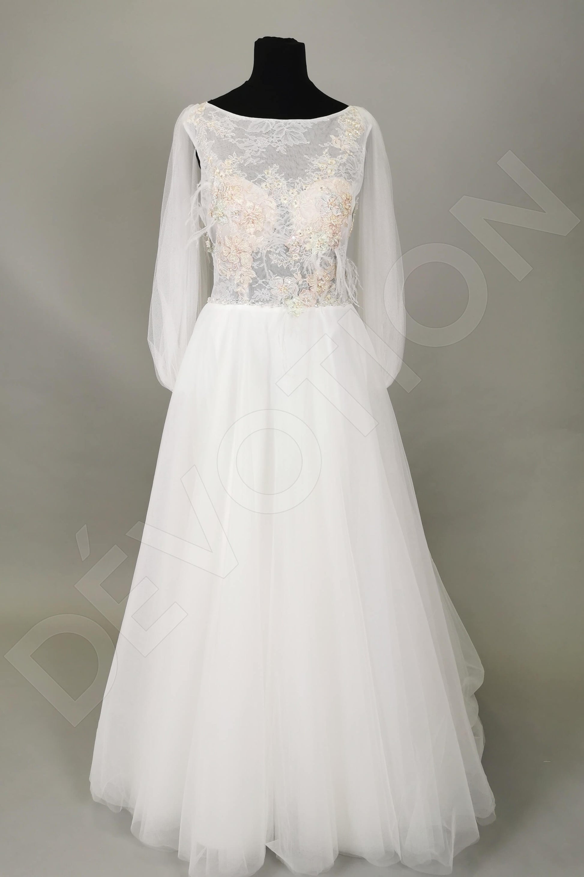 Appia A-line Boat/Bateau PowderPink Wedding dress