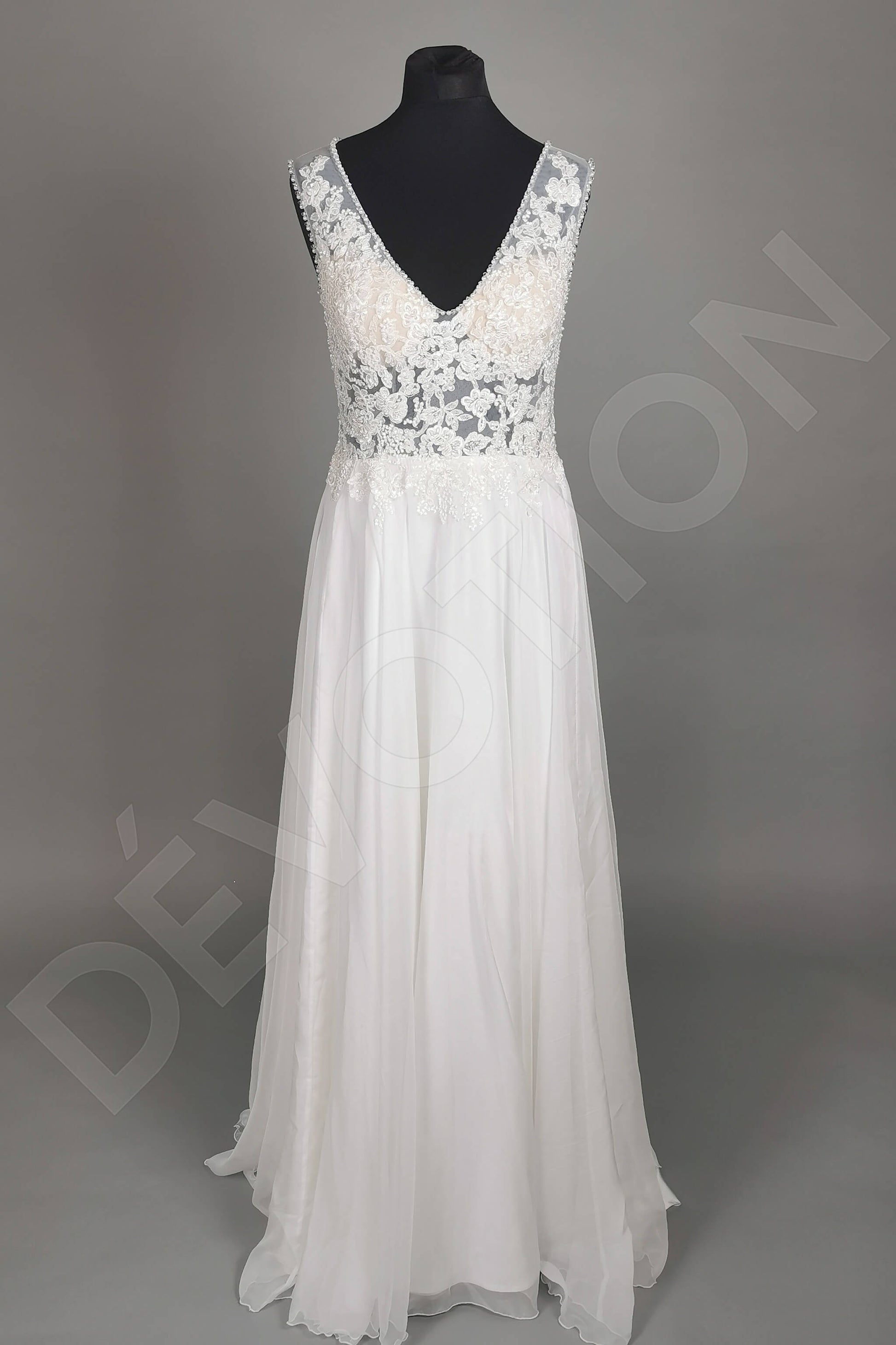 Viola A-line V-neck Milk Wedding dress