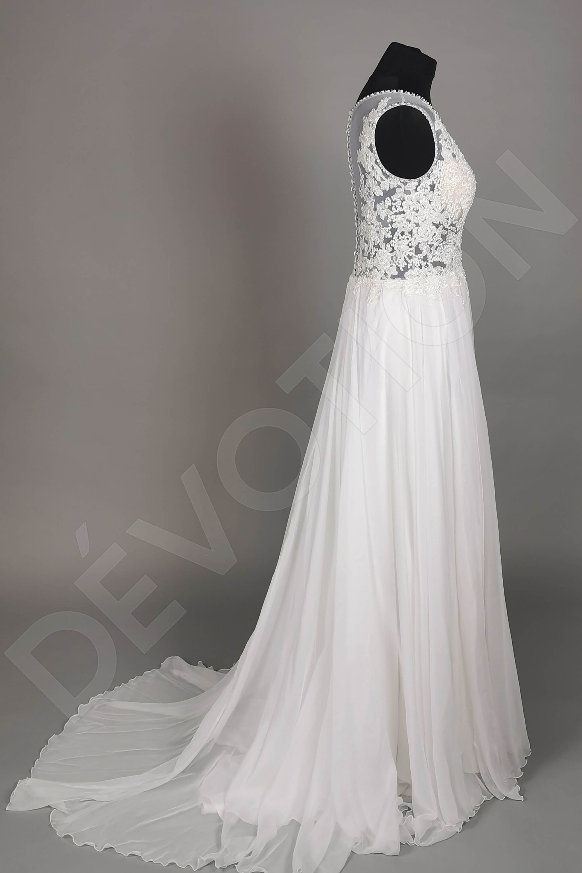 Viola A-line V-neck Milk Wedding dress