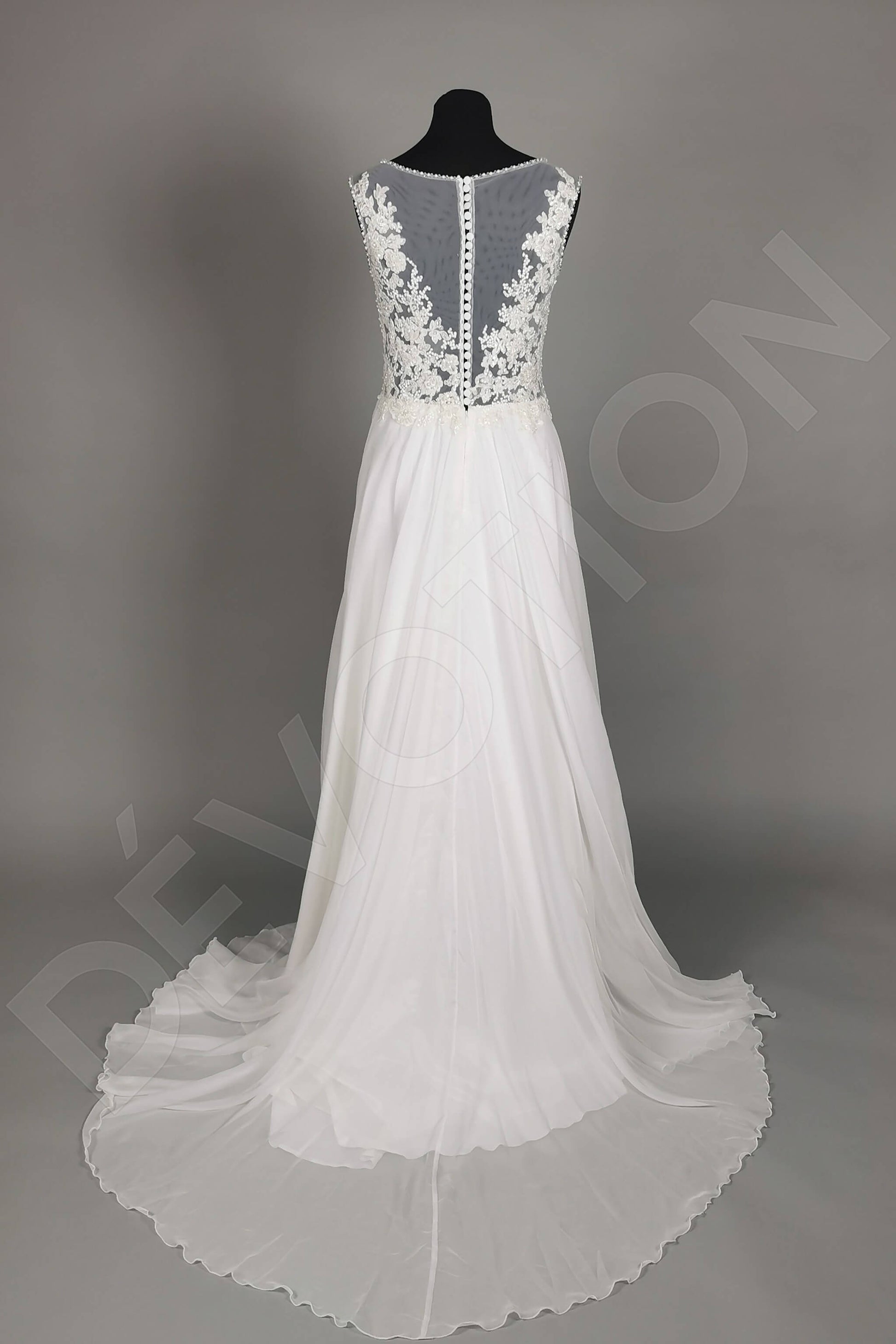 Viola A-line V-neck Milk Wedding dress