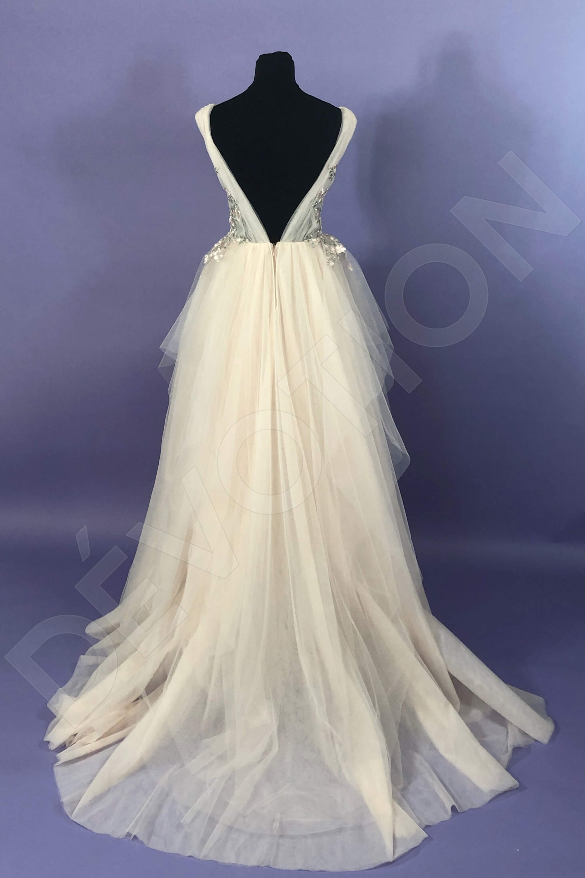 Marketta A-line Illusion Powder Nude Wedding dress