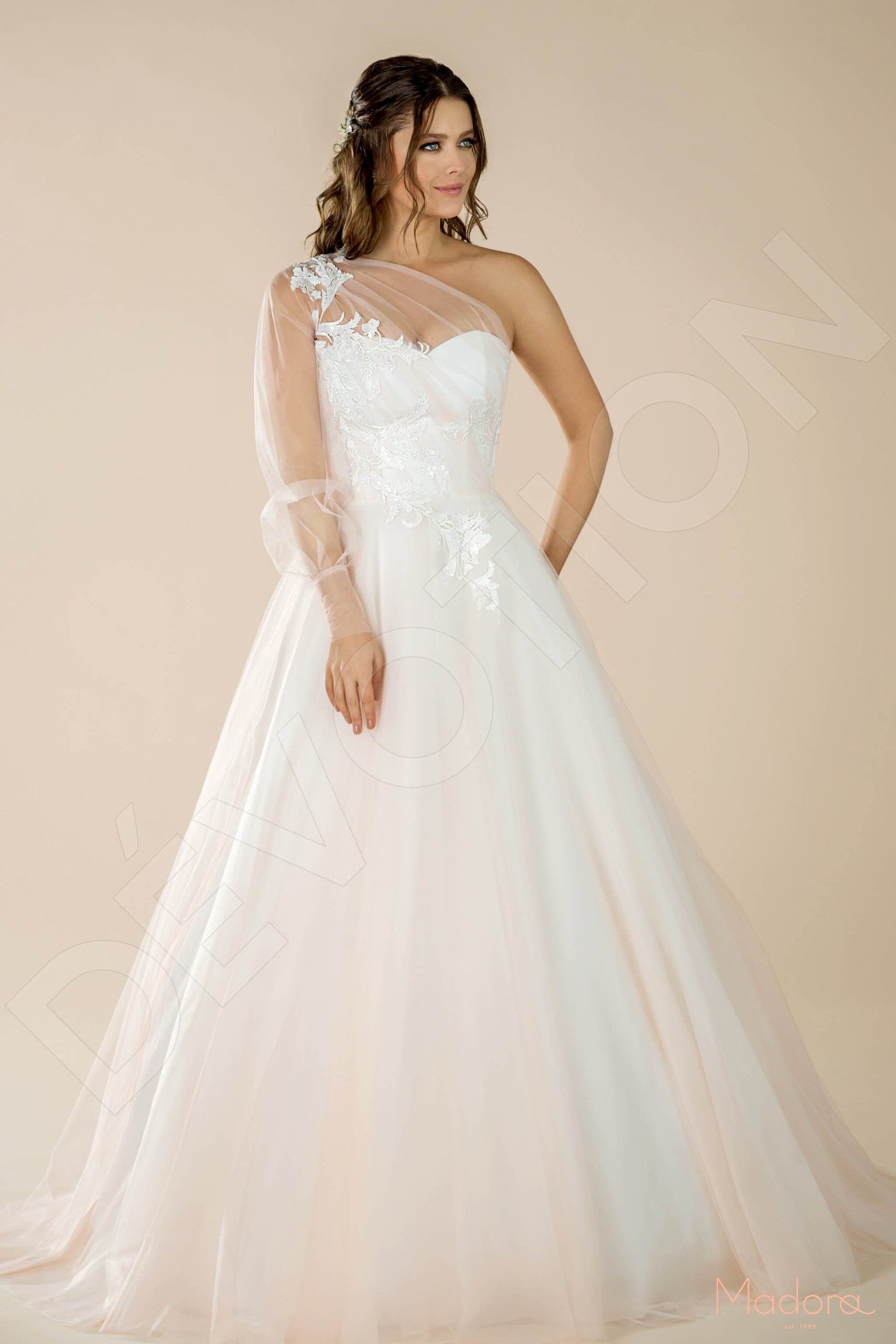 Alstronia A-line Sweetheart Ivory PowderPink Wedding dress