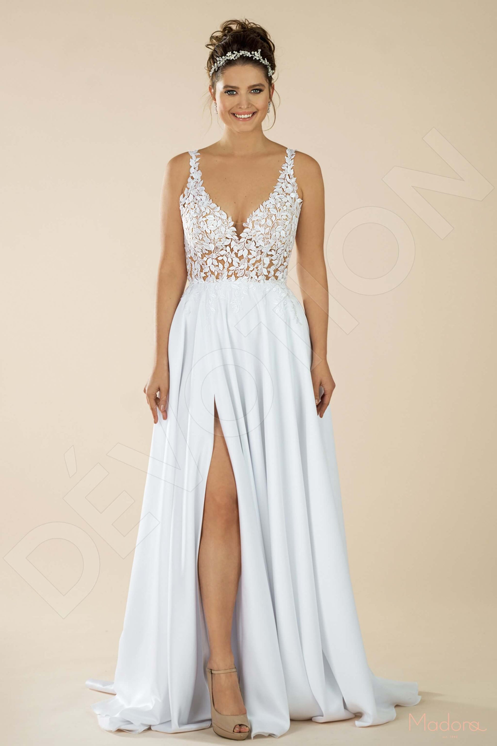 Amary A-line V-neck White Wedding dress