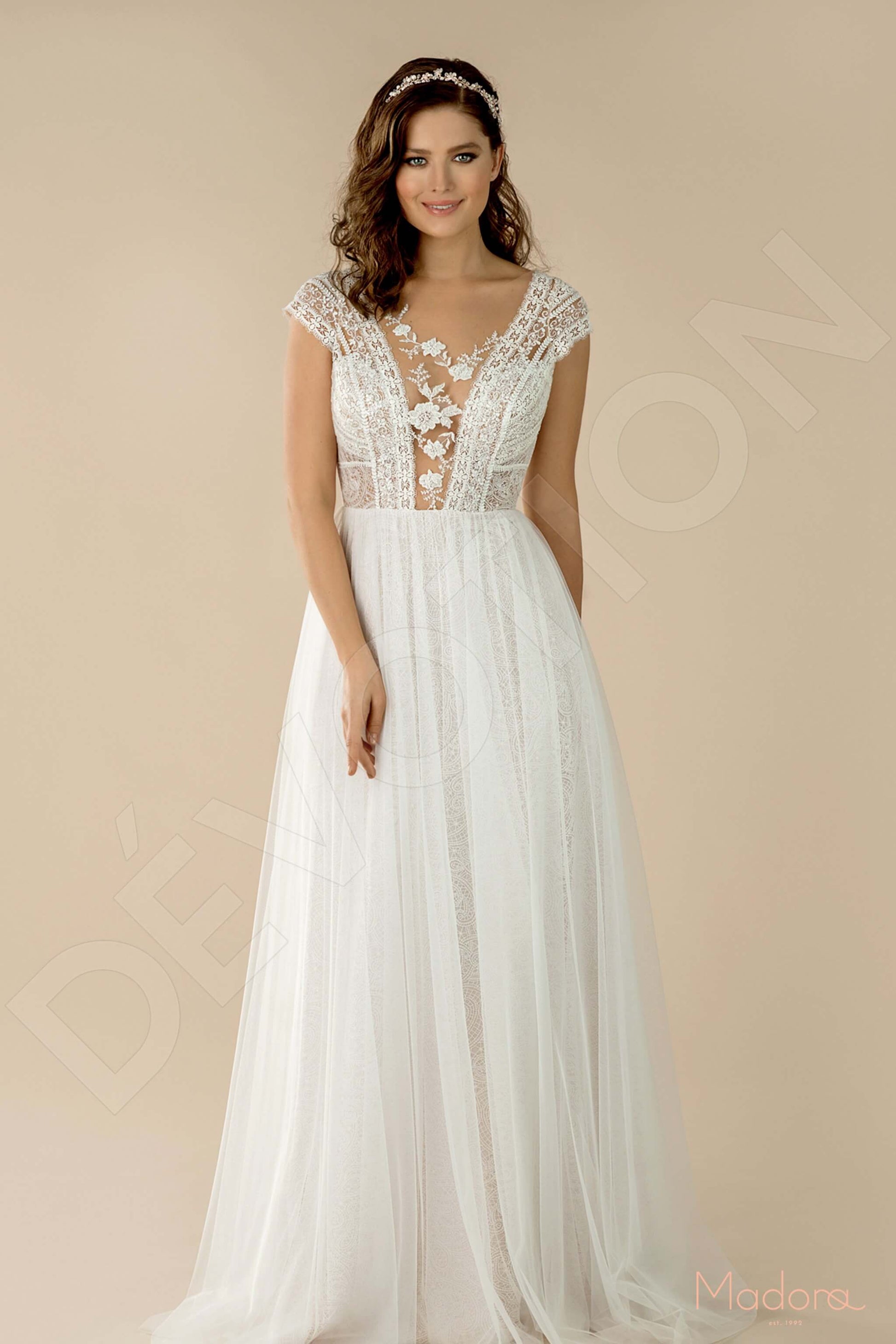 Karria A-line Scoop Ivory Beige Wedding dress