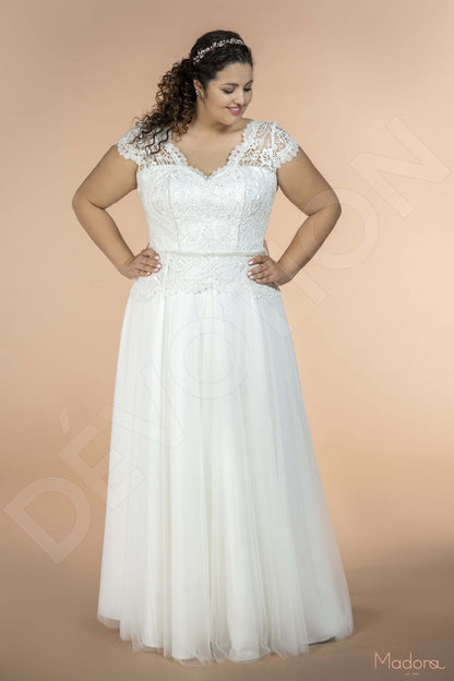 Ballona Open back A-line Short/ Cap sleeve Wedding Dress 5