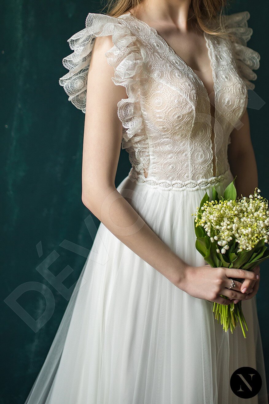 Stelia A-line V-neck Milk Wedding dress