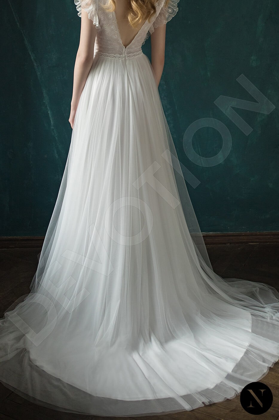 Stelia A-line V-neck Milk Wedding dress