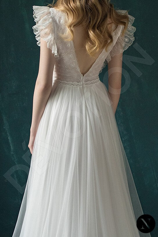 Stelia A-line V-neck Milk Wedding dress