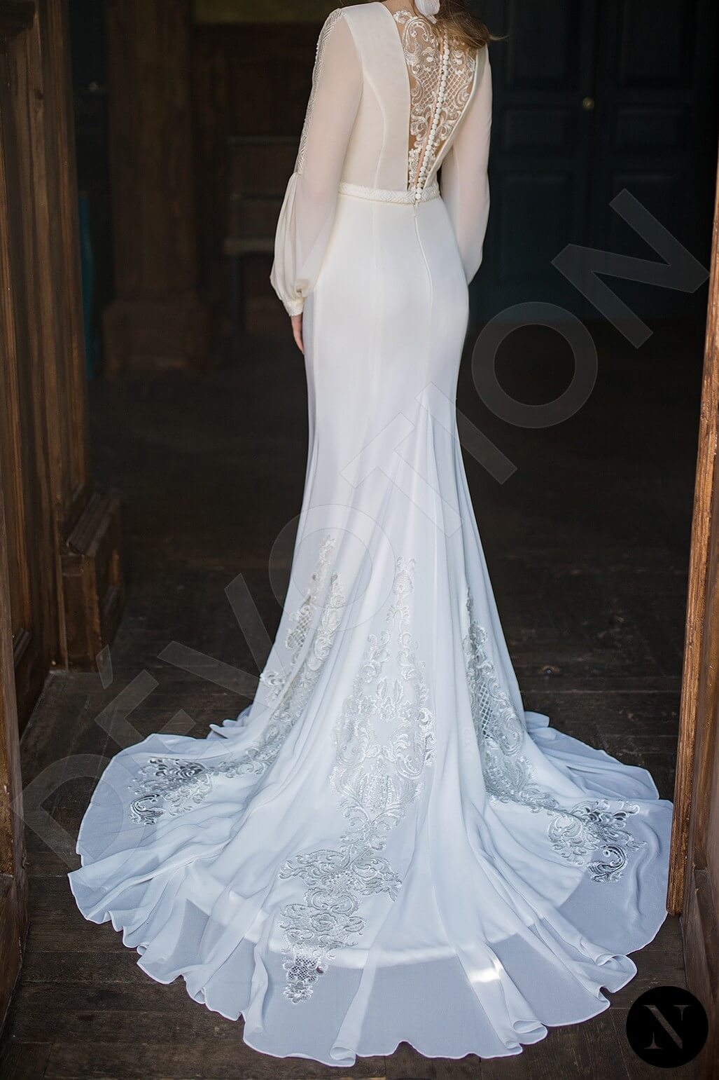 Rubia Trumpet/Mermaid Boat/Bateau Milk Wedding dress