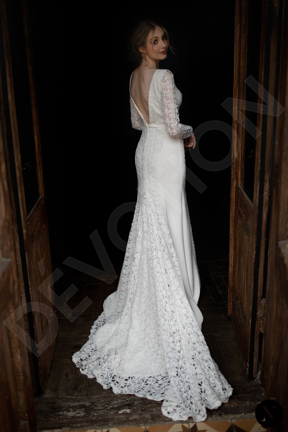 Rosaline Trumpet/Mermaid Boat/Bateau Milk Wedding dress