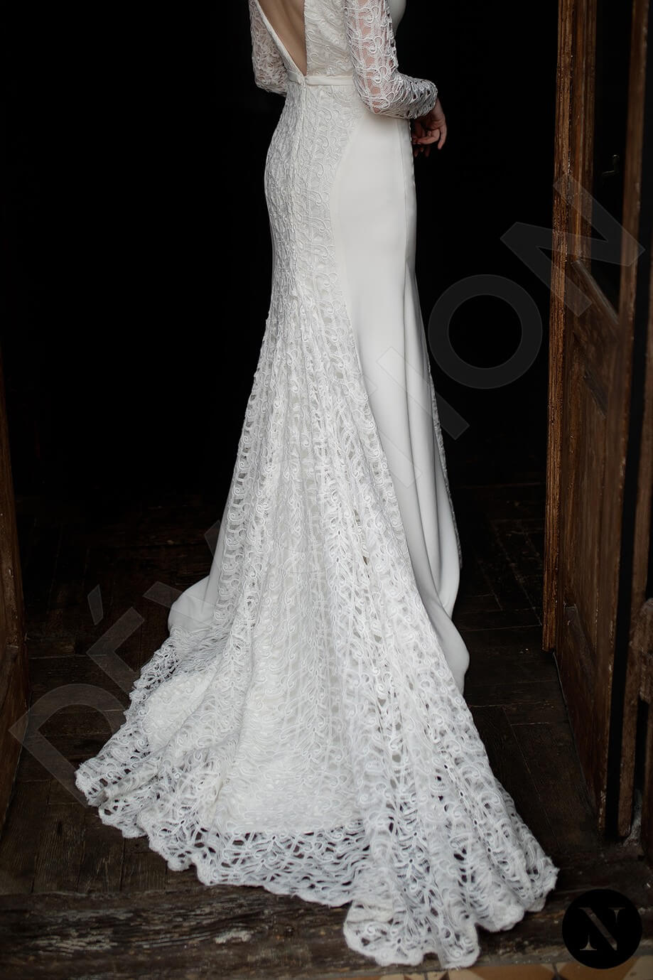 Rosaline Trumpet/Mermaid Boat/Bateau Milk Wedding dress