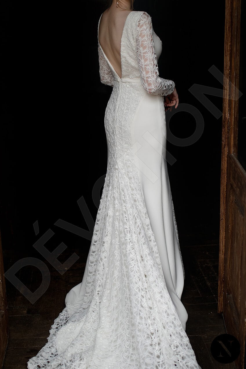 Rosaline Trumpet/Mermaid Boat/Bateau Milk Wedding dress