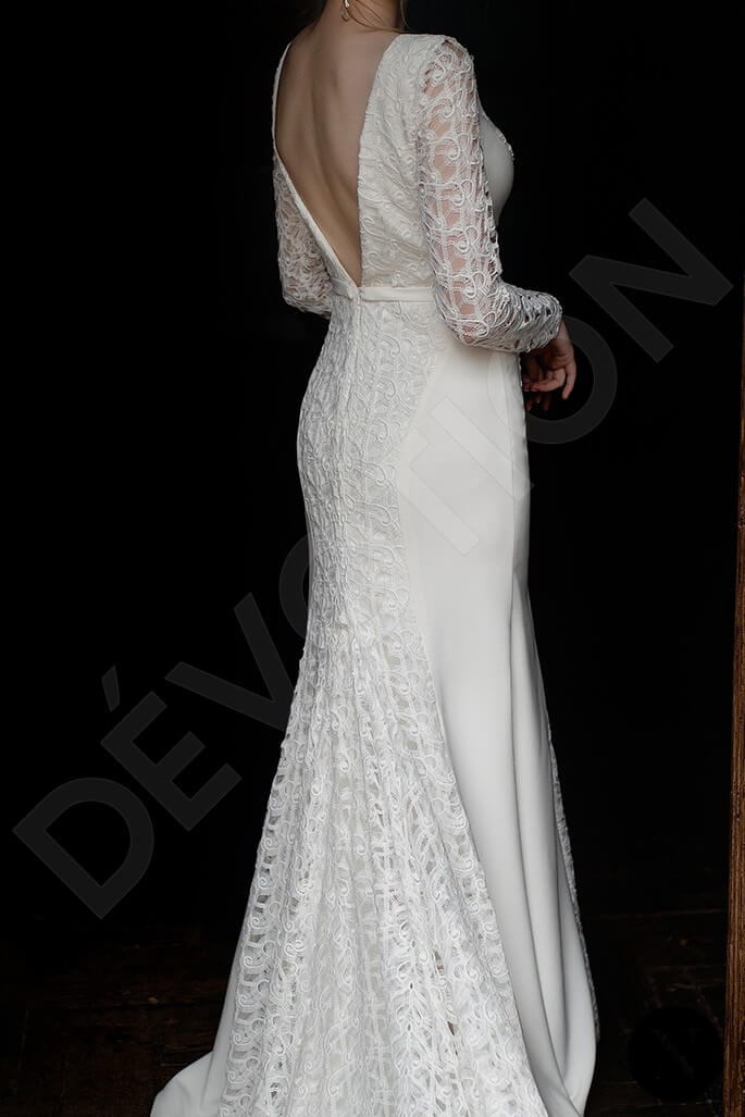 Rosaline Trumpet/Mermaid Boat/Bateau Milk Wedding dress