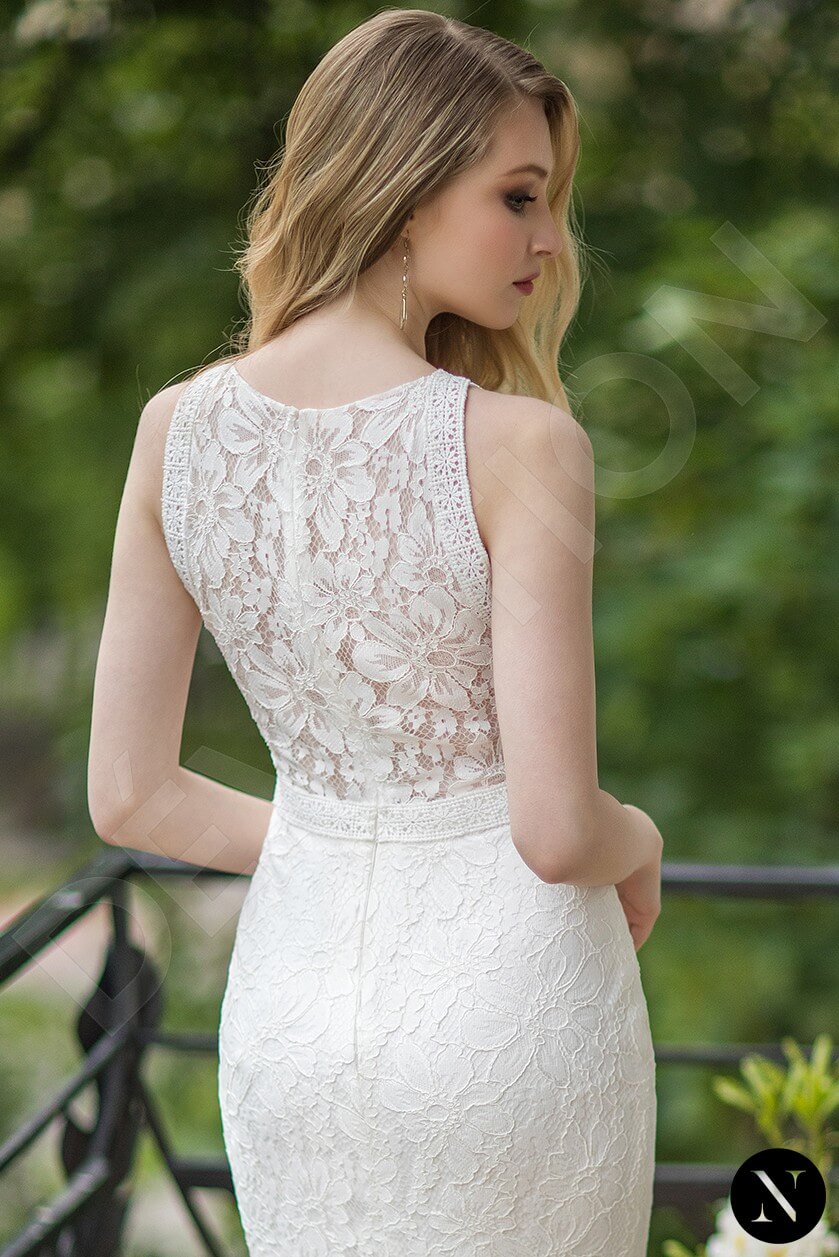 Moniciana Trumpet / Mermaid Jewel Milk Wedding Dress