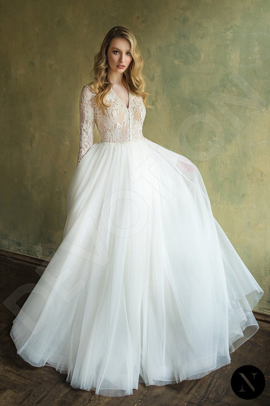 Liviana A-line V-neck Milk Wedding dress