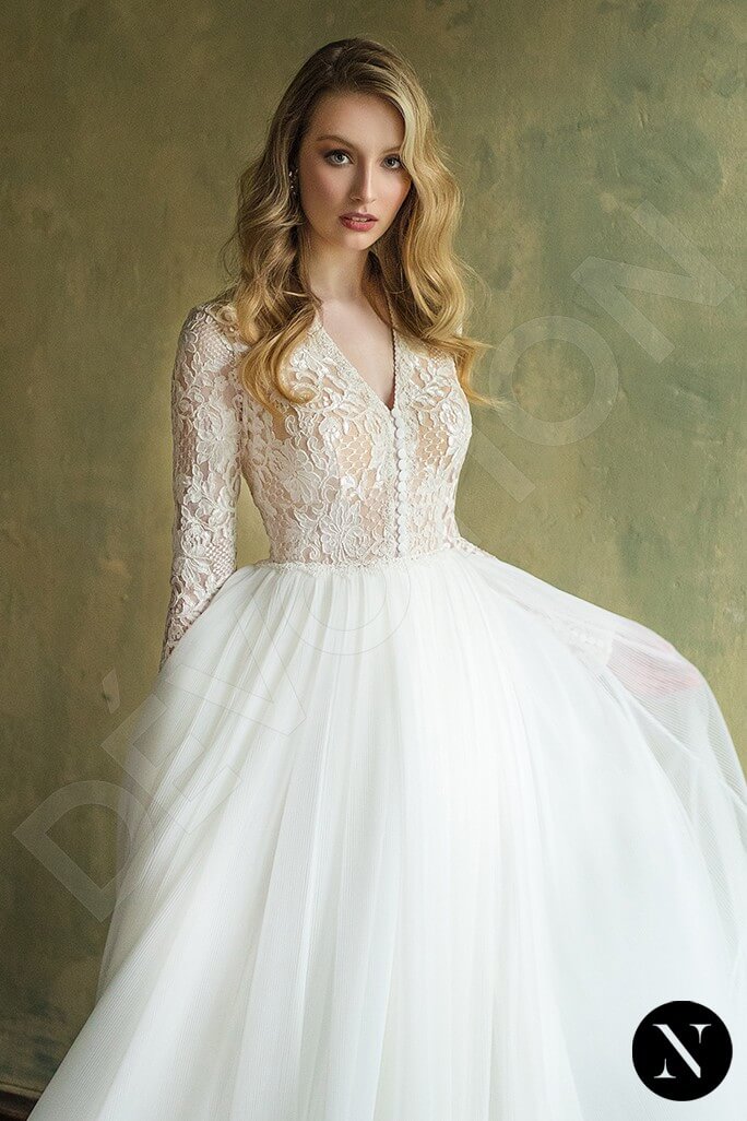 Liviana A-line V-neck Milk Wedding dress