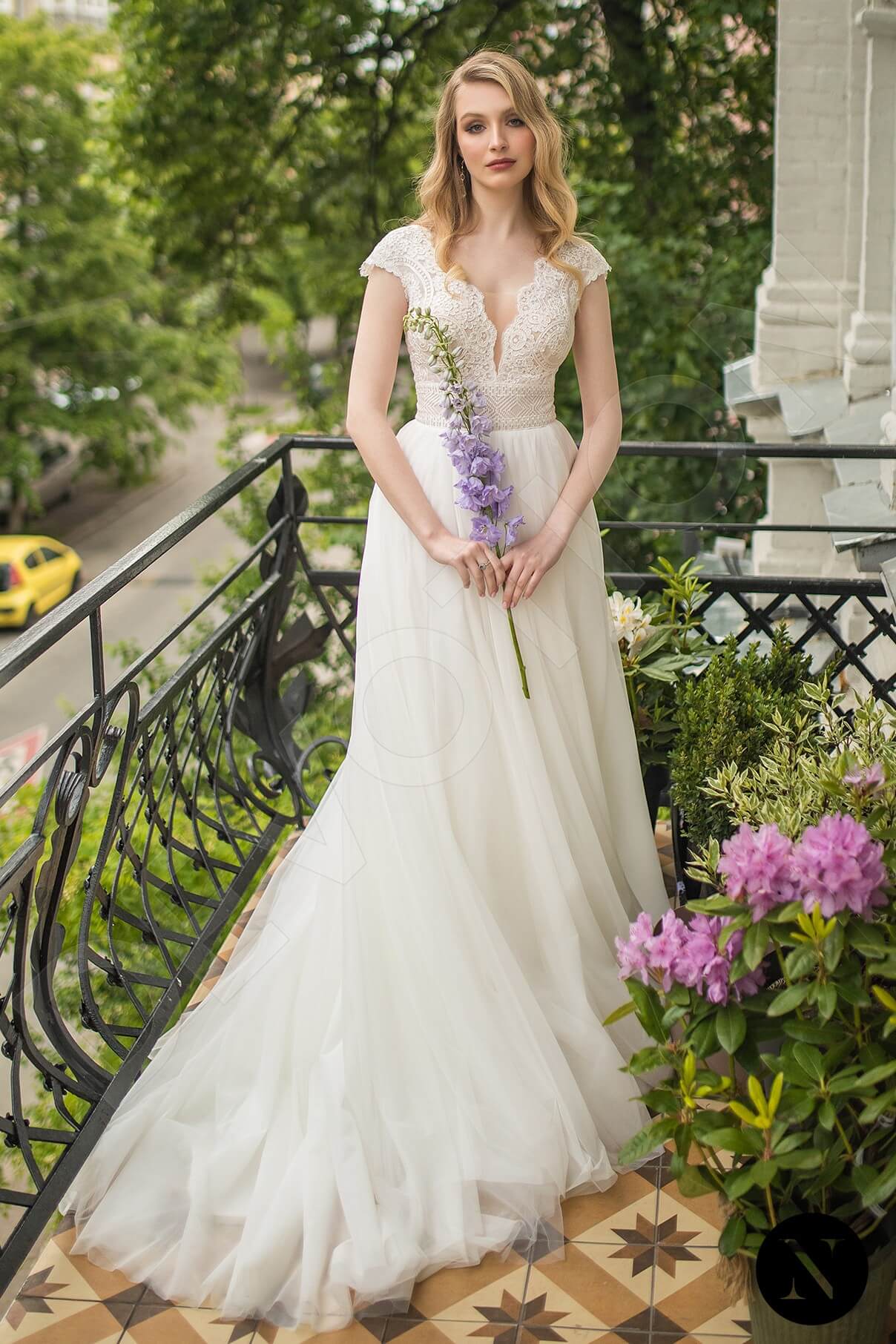 Genesis A-line Illusion Milk Wedding dress