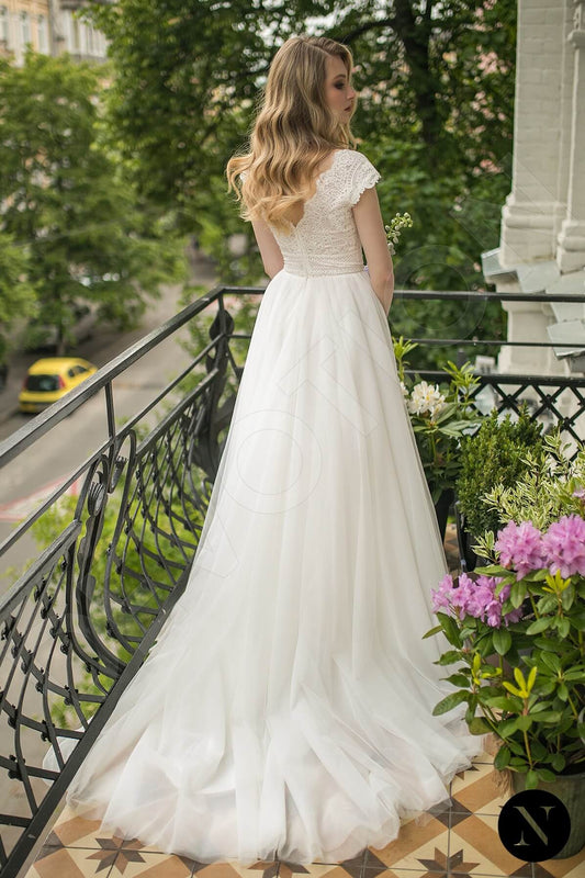 Genesis A-line Illusion Milk Wedding dress