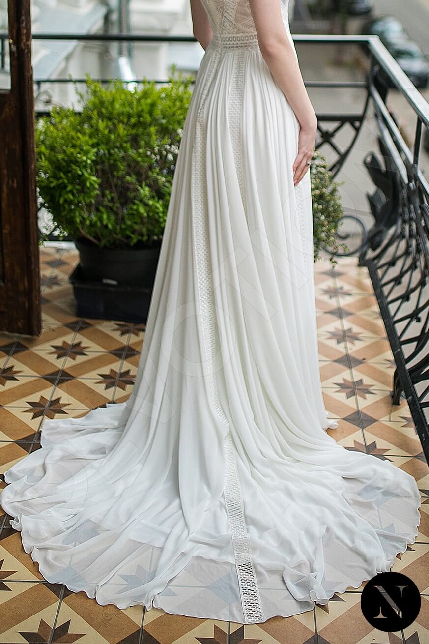 Ginny A-line V-neck Milk Wedding dress