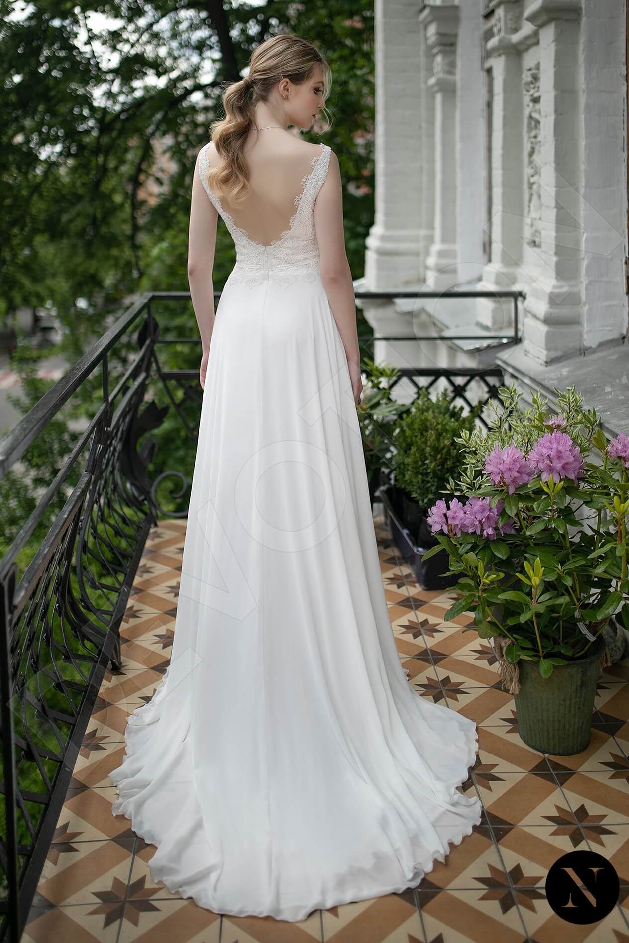 Emely A-line V-neck Milk Wedding dress