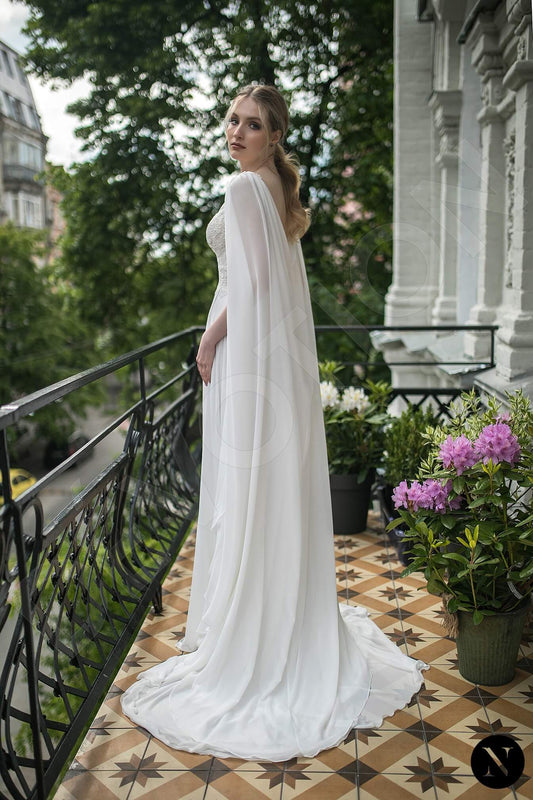 Emely A-line V-neck Milk Wedding dress