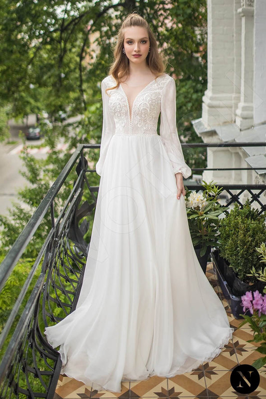 Camilia A-line Illusion Milk Wedding dress