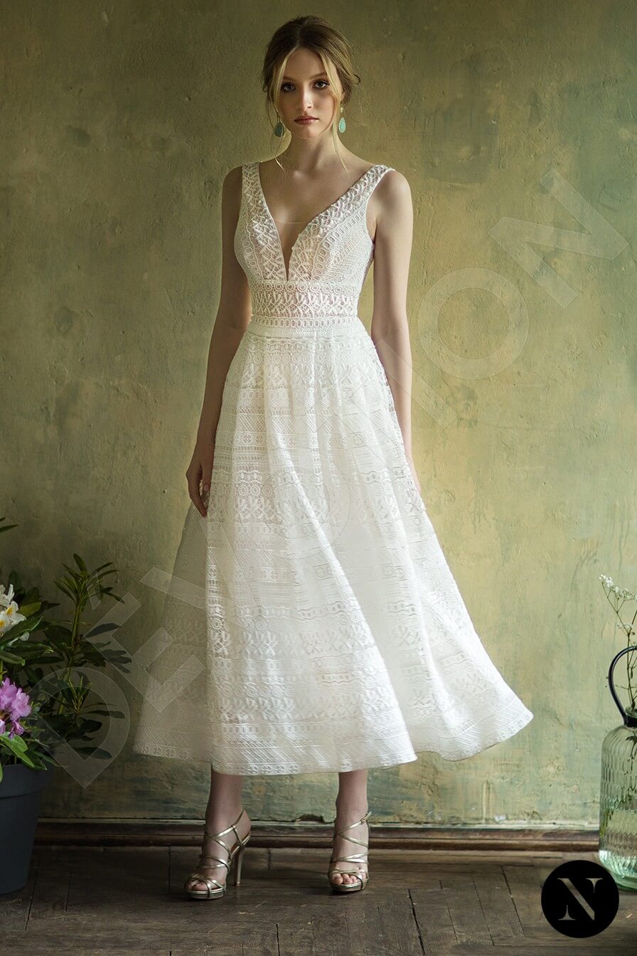 Bryar A-line V-neck Milk Wedding dress