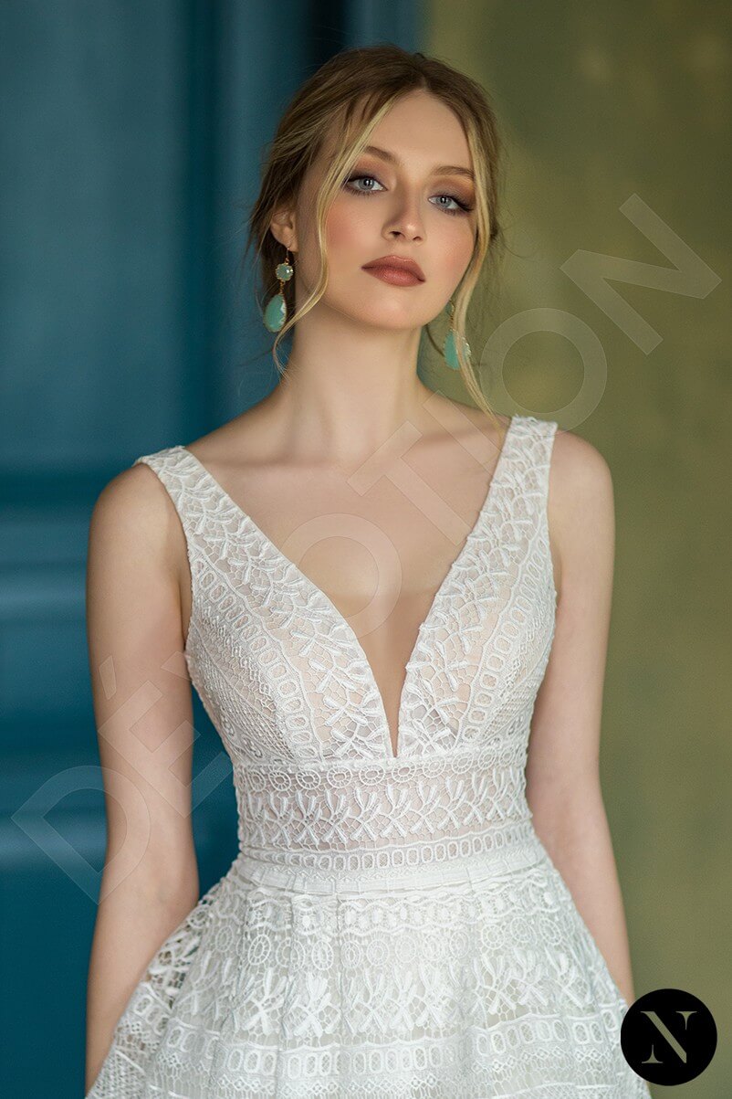 Bryar A-line V-neck Milk Wedding dress