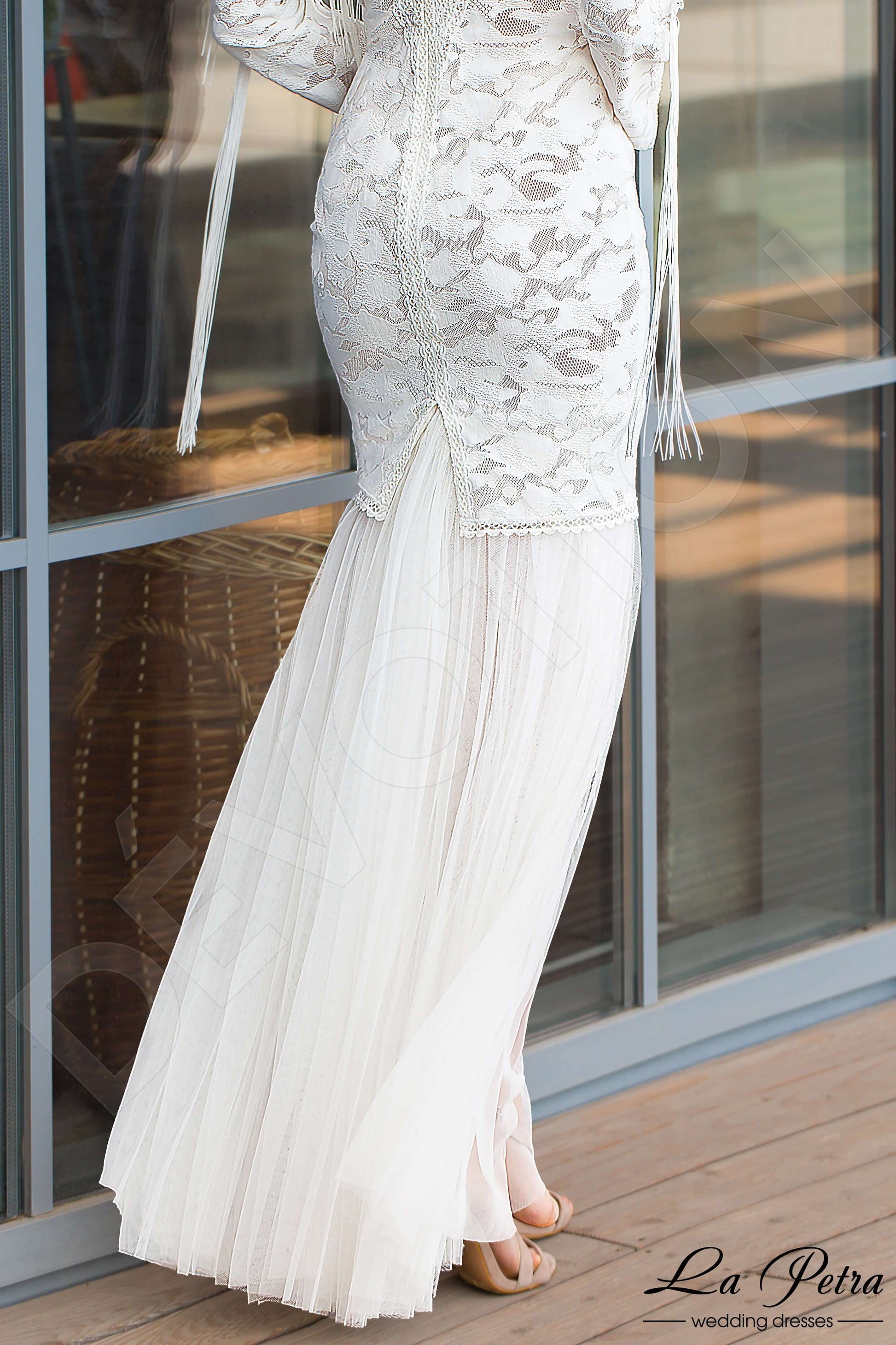 Ansel Trumpet/Mermaid Jewel Milk Nude Wedding dress